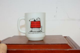 Vintage Snoopy Peanuts White Milk Glass Mug " I Think I 