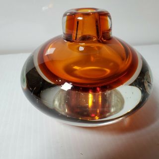 Chips Hand Blown Art Glass Paperweight Controlled Bubbles Vintage