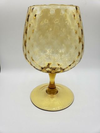 Empoli Italy Art Glass Quilted Optics 8 " Brandy Snifter Vase Vtg Mid Century Mod
