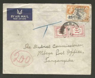 British Commonwealth Nyasaland Mbeya Kenya Postage Dues Postal History Covers