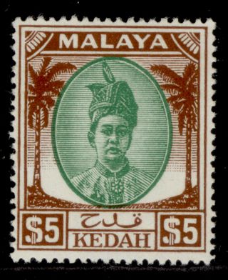 Malaysia - Kedah Gvi Sg90,  $5 Green & Brown,  Lh.  Cat £70.