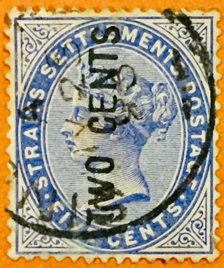 Malaya Straits Settlements 1884 Qv 2c On 5c Wide " En " & " S " Sg 77 M2075