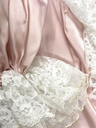 vintage Loralie Pale Pink Satin & White Lace Off The Shoulder Maxi Dress Gown 3