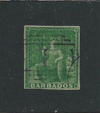 Barbados 1855 - 58 (½d) Green Four Margins Gu Sg 8 Cat £150