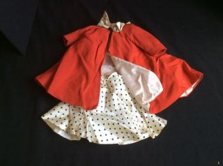 2 Piece Outfit Madame Alexander Cissy Red Coat Polka Dot Satin Skirt With Tag