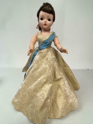 Vintage Madame Alexander Brunette Cissy Doll In Queen Elizabeth Gown,  Bracelet