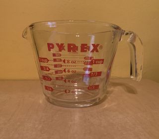 Clear Glass Pyrex 250 Ml Cup 1 Quart Measuring Cup Bowl Red 1 Cup Vintage