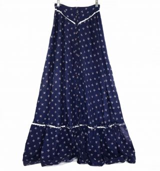 Gunne Sax Jessica’s Gunnies Prairie Cottagecore Skirt Blue Floral Vintage 70’s