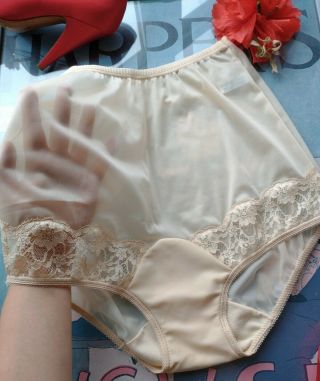 Vanity Fair Vintage Sheer Nylon & Lace Panties - Small Med Size 5 W:28 " H:38 "