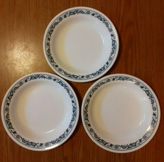 Set Of 3 Corning Corelle Old Town Blue Onion Flat Rimmed Soup Pasta Bowl 8 - 1/2 "