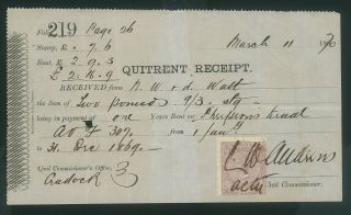 Cape Of Good Hope - 1870 Quitrent Receipt With 7/6 Qv Revenue (se240c)