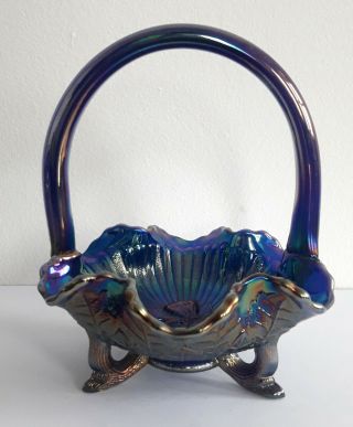 Vintage Fenton Carnival Glass Butterfly Basket