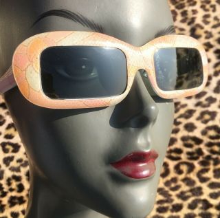 Safom 1960s Women Rectangular Sunglasses Mod Print Frame Made In Italy