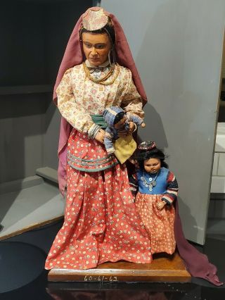 Wpa Doll Mixed Material Expedition Ghurka Mother & Child Nepal Box 17 "