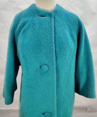 Vintage Lilli Ann Paris San Francisco Size M Coat Long Trench Jacket Furry Blue 2