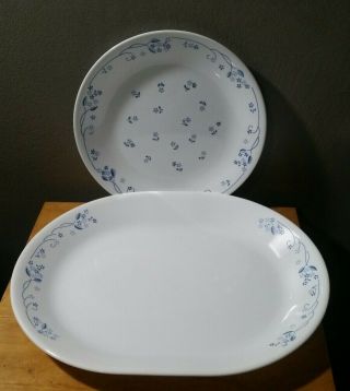 Corelle Provincial Blue 1 Oval Platter & 3 Luncheon Plates