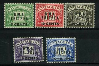 Eritrea 1948 British Occupation Of Italian Colonies Postage Due Set Of 5 Mnh