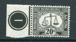 1946 Hong Kong 20c Postage Due Stamp In Plate Single Unmounted U/m Mnh