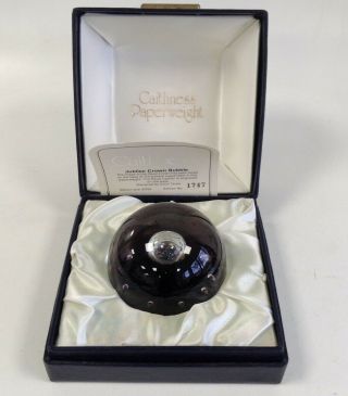 Caithness Jubilee Crown Bubble Paperweight In Dark Purple Boxed Limited Edition