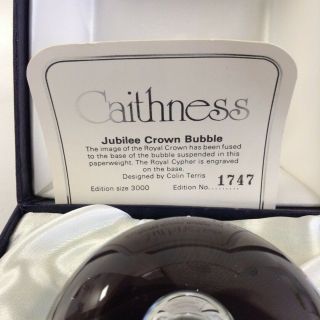 Caithness Jubilee Crown Bubble Paperweight In Dark Purple Boxed Limited Edition 2