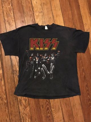Vintage 80s Kiss Destroyer Tour T Shirt L Touch Of Gold Rock Concert