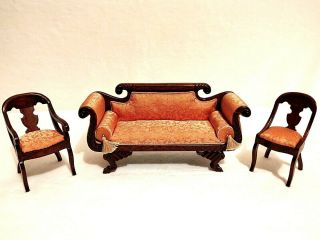 Miniature Sofa Couch Dollhouse 1:12 Chairs Artist Betty Valentine
