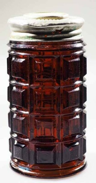 Early American Pattern Glass Salt Shaker - Dark Amber