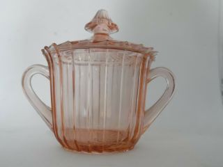 Jeannette Depression Glass Pink Sierra Pinwheel Sugar Bowl And Lid