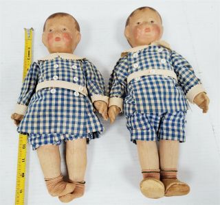 X71 Vintage / Antique Composition Head And Cloth Body Twin Boy Dolls