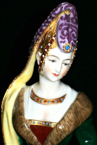 Antique German Dressel Kister Medieval Lady Queen Half Doll Porcelain Figurine