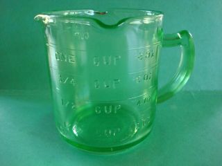 Vintage Kellogg’s 3 Spout Green Depression Glass Measuring Cup