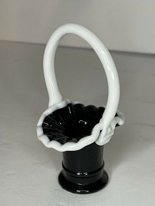 Fenton Glass Black And White Mini Basket
