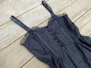 1980s Prairie Goth Maxi Sundress Penny Mist Gunne Sax Style Witchy Black Dress S