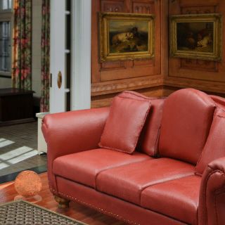 Nancy Summers - Red Leather Sofa - Igma Fellow - Dollhouse Miniatures 1:12 Scale