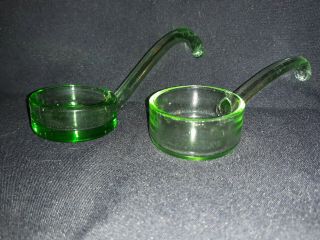 Vintage Uranium Green Depression Vaseline Glass 2 Spoon Ladle