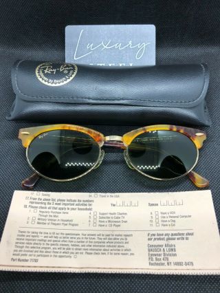 Vintage Bausch&lomb Ray - Ban B&l W1265 Oval Clubmaster Tortoise G15 Sunglasses