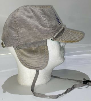 Vintage Sugarloaf USA Gray Corduroy Hat Cap Ear Flaps 3
