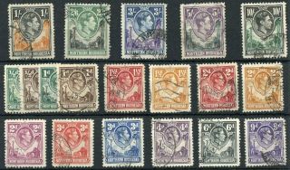 Northern Rhodesia 1938 - 52 Short Set To 10s Sg25/44 (exc 4½d) Fu Cat £102