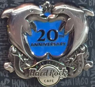 Hard Rock Cafe Key West 2016 20th Anniversary Pin Silver Dolphins - Hrc 91271