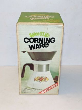 Vintage Corning Ware P - 106 Spice Of Life " Le Cafe " 6 - Cup Coffee Tea Pot
