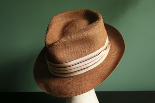 Vintage 50s Dobbs Milan Straw Hat,  7 ¼