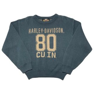 Vintage 80s/90s Harley - Davidson Knit Sweater Size Medium Made In Usa Green