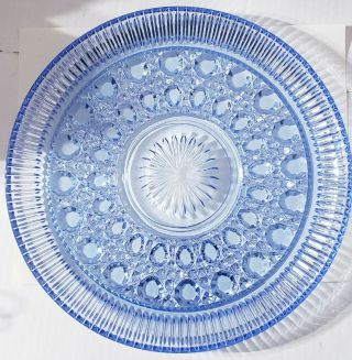 Vintage Blue Depression Glass Cake Plate/ Platter