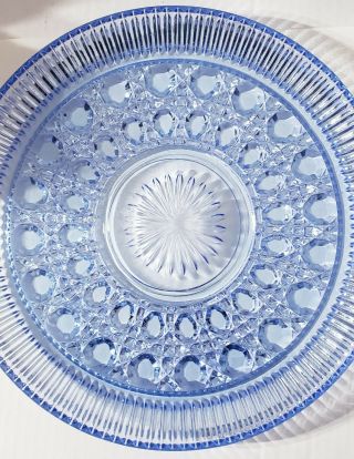 Vintage Blue Depression Glass Cake Plate/ Platter 2