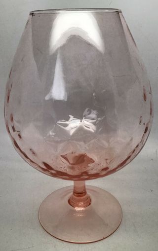 Vintage Mid Century Modern Empoli Italian Glass Pink Brandy Snifter Quilted