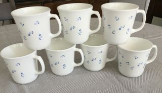 Corelle Corning Provincial Blue Flower Coffee Mugs Tea Cups 8 Oz.  (set Of 7)