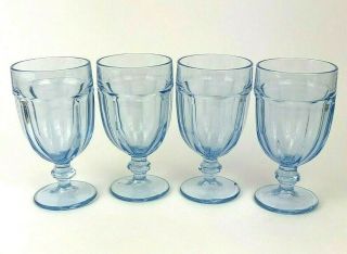 Vintage Set Of 4 Libbey Duratuff Gibraltar Misty Blue Iced Tea / Water Goblets