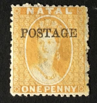 S.  Africa - Natal Q.  Victoria 1876 Postage O/p On 1d Yellow M/m (cat £90)