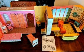 1964 Vintage Mattel Mod Barbies Dream House 4092 Cardboard Fold Up Set