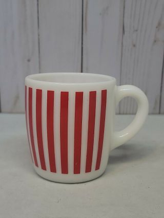 Hazel Atlas Red And White Candy Stripe Coffee Mug Vintage Milk Glass